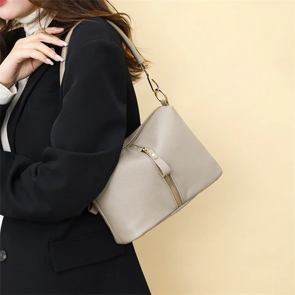High Quality Genuine Leather Women Tote Bag Luxury Soft Cowhide Ladies Shoulder Crossbody Bags 2024 Fashion Female Messenger Sac