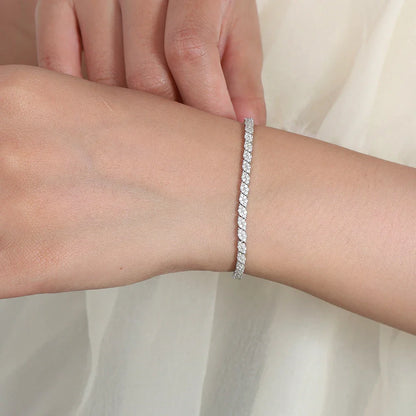 Shape Full Moissanite Tennis Bracelets for Women Men S925 Silver D Color Sparkling Diamond Bangles with Certificate