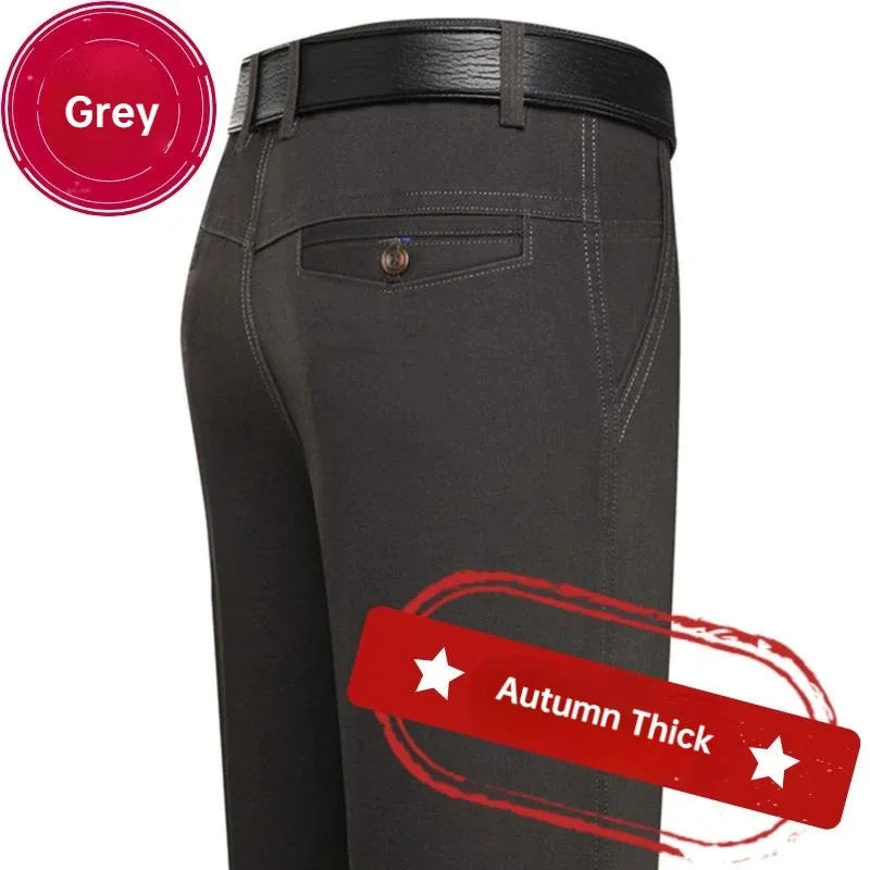 Men's 100% Cotton Autumn Thick Summer Thin Trousers Fashion Cargo Pants Smart Casual Solid Khaki Gray Brand Suit Pant GOZBKF