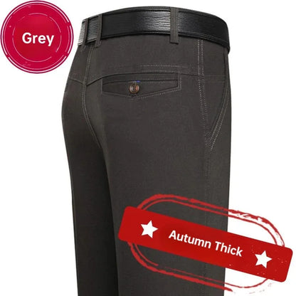 Men's 100% Cotton Autumn Thick Summer Thin Trousers Fashion Cargo Pants Smart Casual Solid Khaki Gray Brand Suit Pant GOZBKF
