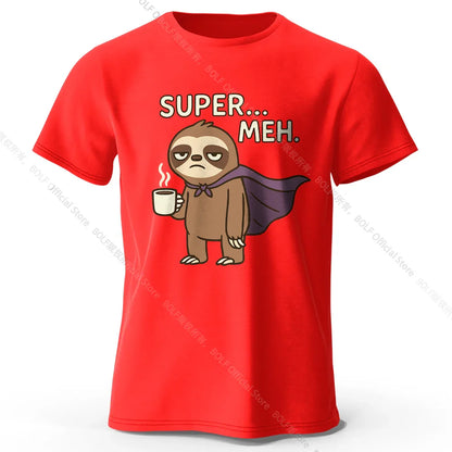 Men's Super Meh Printed T-Shirt 100% Cotton Oversized Apathetic Graphic Tees for Women Summer Tops Slacker Streetwear