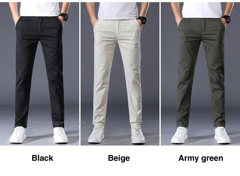7 Colors Summer Thin Men's Casual Pants Stretch Cotton Slim Fashion Business Trousers High Quality Male Clothes