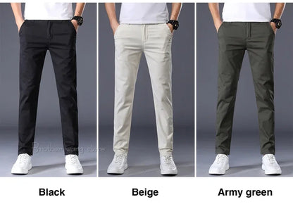 7 Colors Summer Thin Men's Casual Pants Stretch Cotton Slim Fashion Business Trousers High Quality Male Clothes