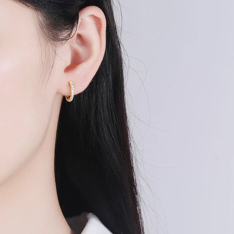 3mm D Color Moissanite Earrings 925 Sterling Silver Plated White Gold Hoop Earring for Women Wedding Party Fine Jewelry