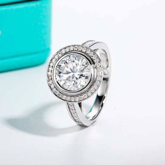 3ct D Color Moissanite Halo Engagement Wedding Ring 925 Sterling Silver Rings For Women Jewelry Wholesale
