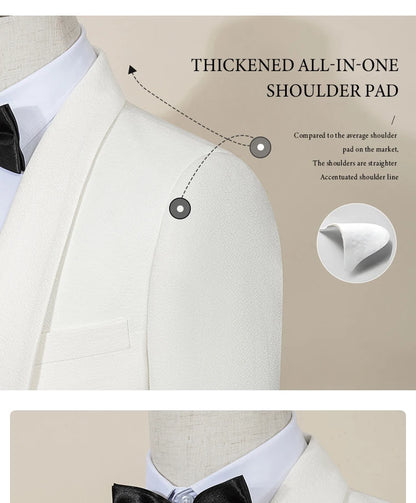High Quality white elegant evening gown Tuxedo Prom man Suit Party Dress Slim fit casual suit wedding three-piece