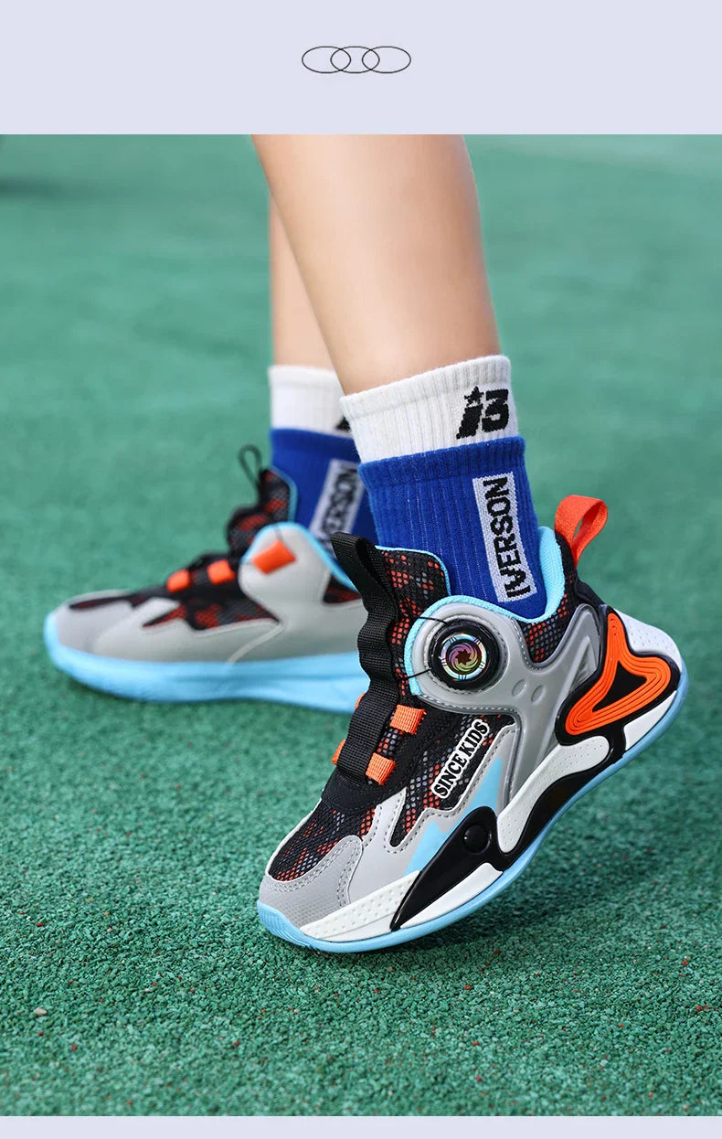 Children Fashion Sneaker Boys Casual Shoes Leather Flat Student Walking Shoes Outdoor Girl Basketball Sports Footwear