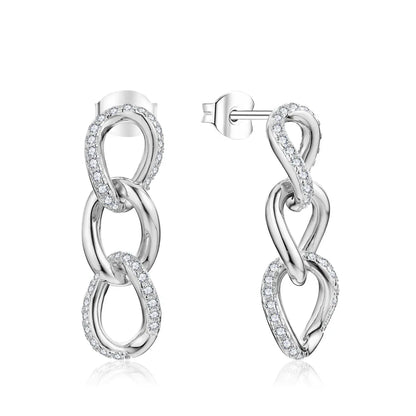 D VVS1 Moissanite Earrings for Women s925 Sterling Silver Chain Link Drop Earring Modern Trendy Statement Party Jewelry