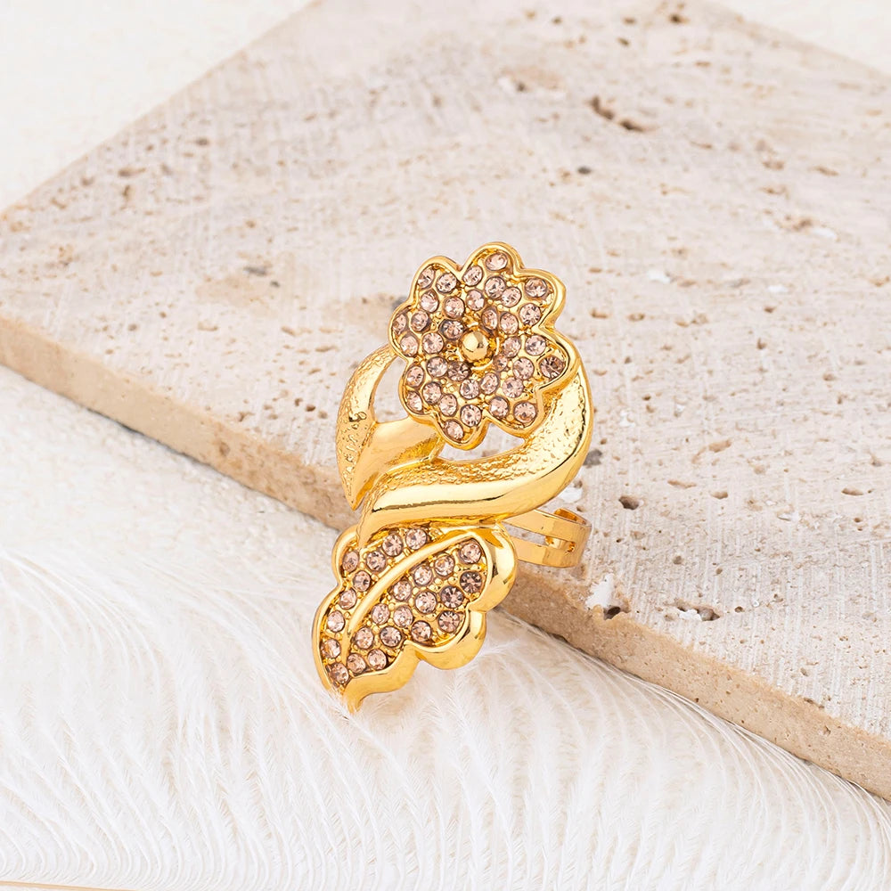 Luxury Flower Design Jewelry Set for Women Color Big Pendant Necklace and Earrings Bridal Weddings Nigerian Accessories