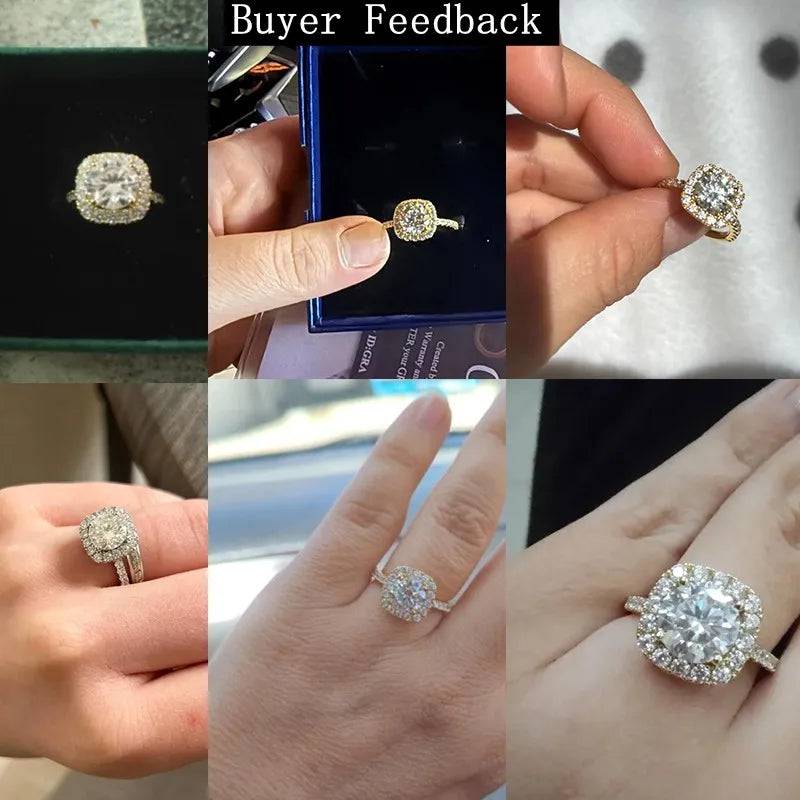 8mm 2ct Moissanite Halo Ring Certified 925 Sterling Silver Engagement Rings For Women Girls Wedding Party Jewelry Gift