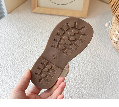 New Summer Girls Sandals Princess Beach Shoes Braided Peep-toe Kids Sandals Butterfly-knot Sweet Soft Breathable Footwear I10317
