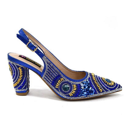 2025 Moda Mais Recente Chegada Laranja Ponta Fina Sandálias Femininas Sapatos com Bolsa Conjunto para Senhoras Festa de Casamento Salto