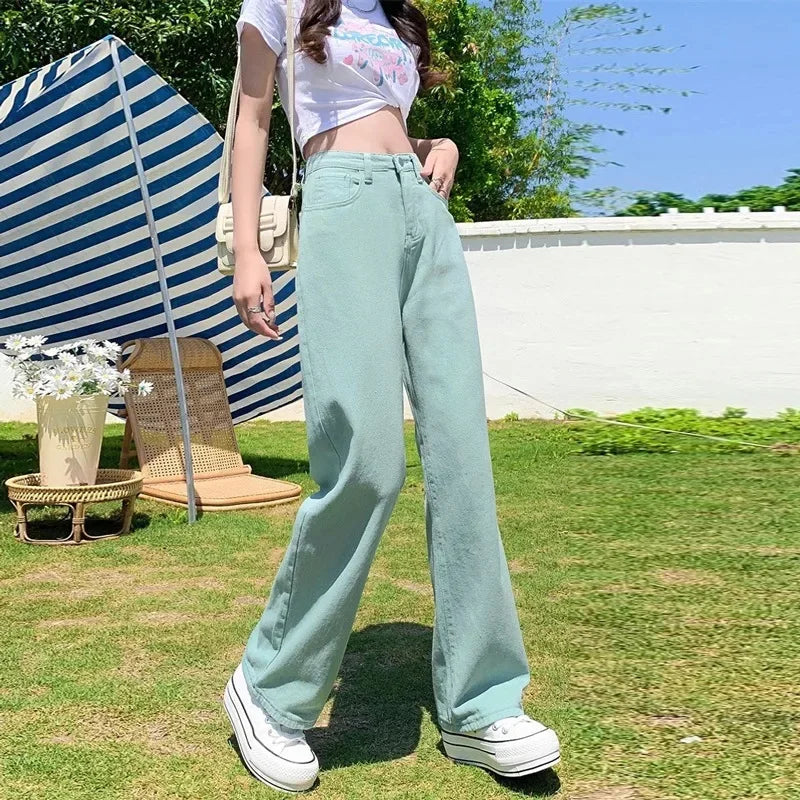 High Waist Women's Jeans Draping Slimming Long Pants