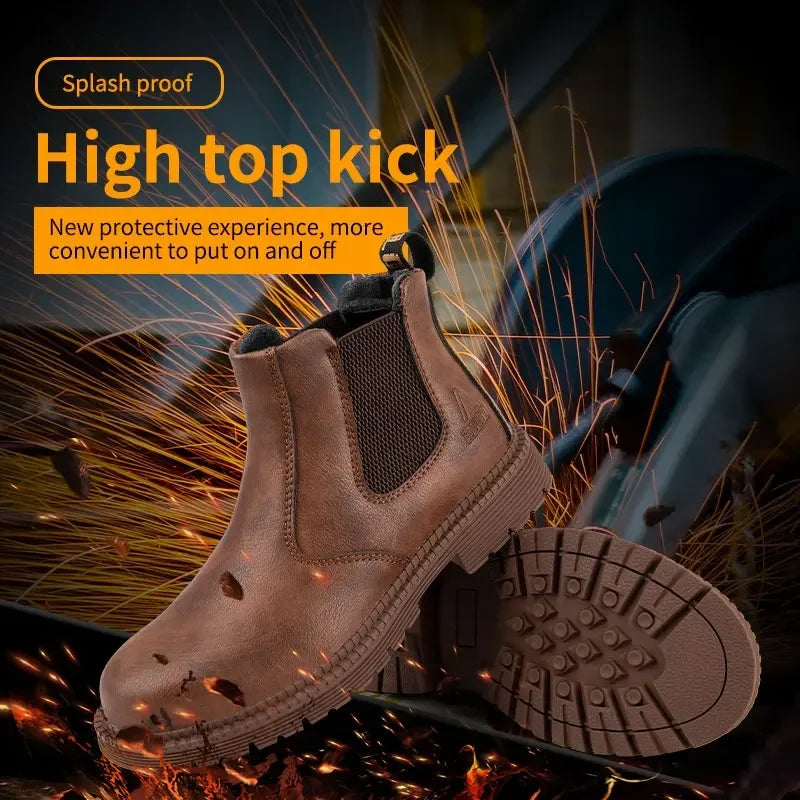 Anti Smashing Anti Piercing Steel Toe Boots Combat Anti Splashing Anti Slip Oil Wear Resistant Durable Labor Protection Shoes