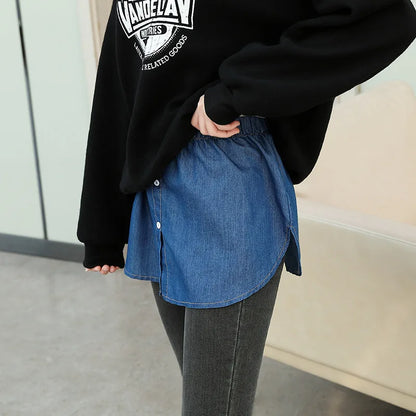 Women Blue Detachable Underskirt Shirt Extenders Layering Irregular Fake Top Blouse Tail Hem Adjustable Shirt Hemline