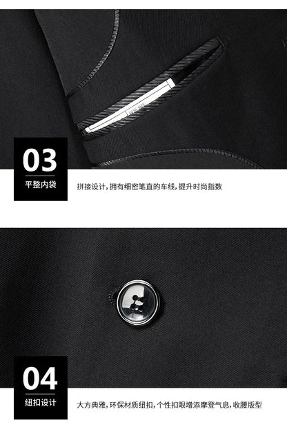 8XL Suit (Blazer+pants) Fashion Business Gentleman Italian Style Slim Solid Color Professional Suit Wedding Groom Best Man Suit