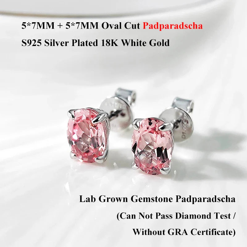 5*7mm Oval Cut Ruby Emerald Moissanite Stud Earrings Lab Grown For Women Man Unisex Gemstone Party 925 Silver Earring Gift