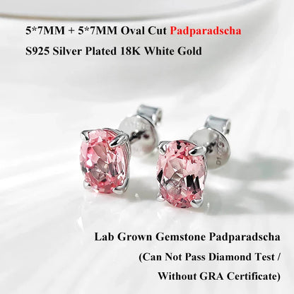 5*7mm Oval Cut Ruby Emerald Moissanite Stud Earrings Lab Grown For Women Man Unisex Gemstone Party 925 Silver Earring Gift