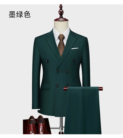 Men's Slim Fit 2 Piece Suit Elegant Business Wedding Party Blazer Jacket PantsElevate Your Look