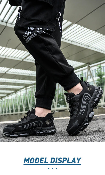 Steel Toe Protection Safety Shoes Men Rotating Button Work Safety Shoes for Men Anti-smash Anti Puncture Work Shoes Sneakers