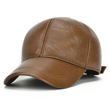 Adjustable Men's Genuine Cowhide Leather Baseball Cap for Fall Winter Outdoor Sports Hat Men Real Cowhide Leather Caps