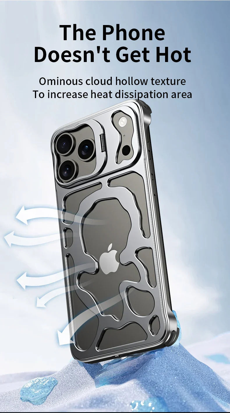 Metal Hollow Magnetic Phone Case,For IPhone 17 Pro Max iPhone Air Protective Case, Breathable And Heat Dissipating Metal Bracket