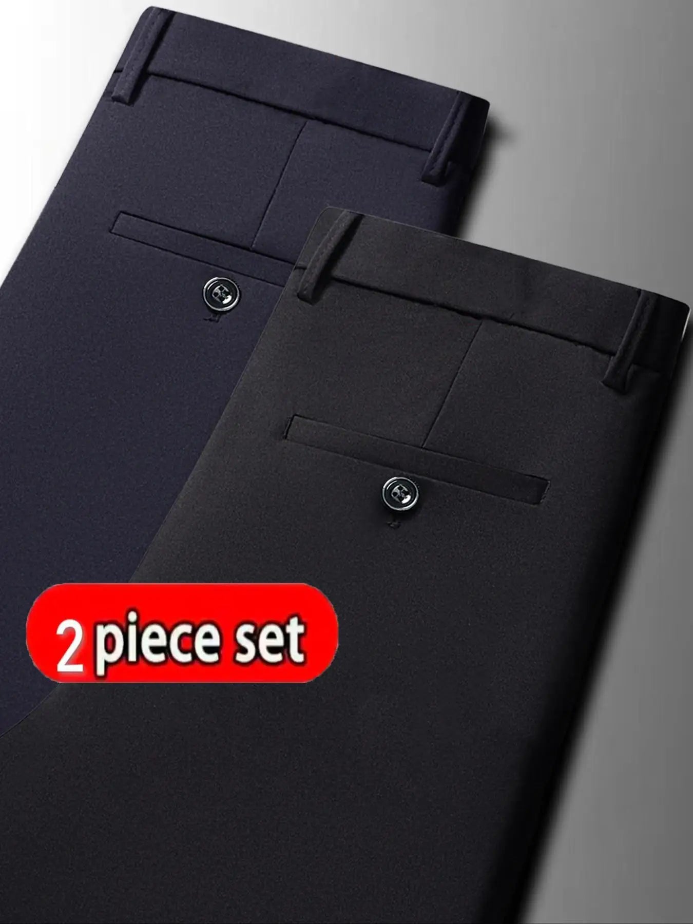 2-Pack Men's Loose-Fit Versatile Casual Dress Pants, Featuring Stylish Embroidery, Suitable for Daily Wear, Office & Outings