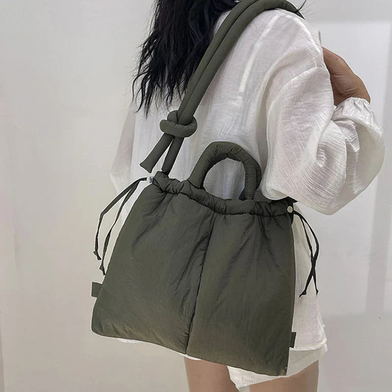 New Korean Fashion Fabric Shoulder Bag Soft Dacron Crossbody Bag Mini Tote Purses for Women Underarm Bags Handbags and Purses