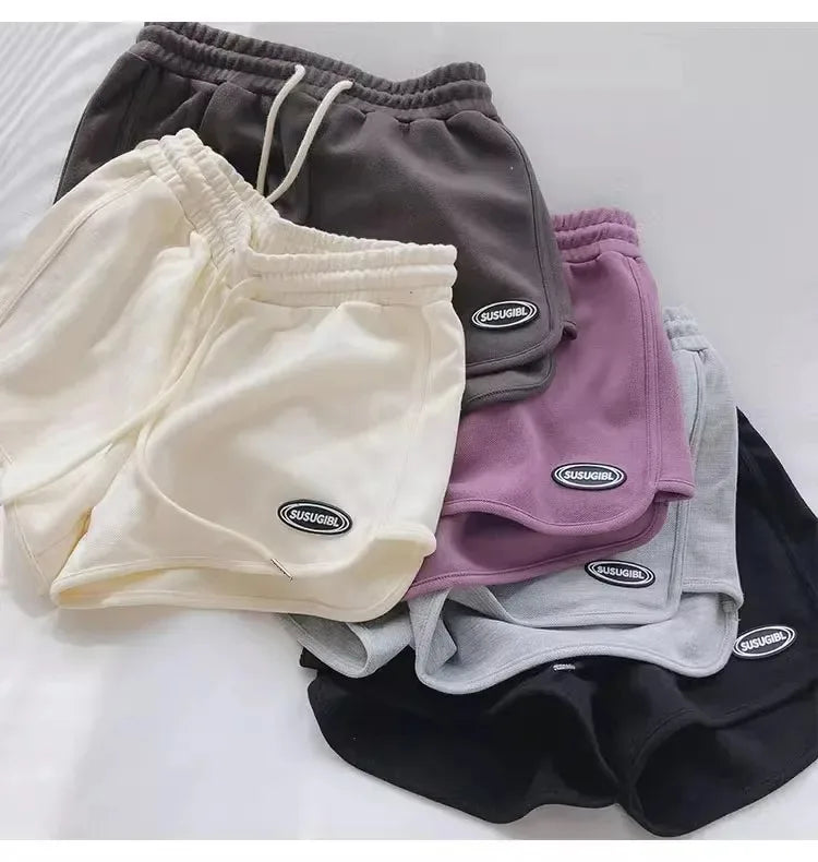 Women Casual Drawstring Sports Shorts Summer Thin High Waist Yoga A-line Shorts Loose Women Running Straight Trousers