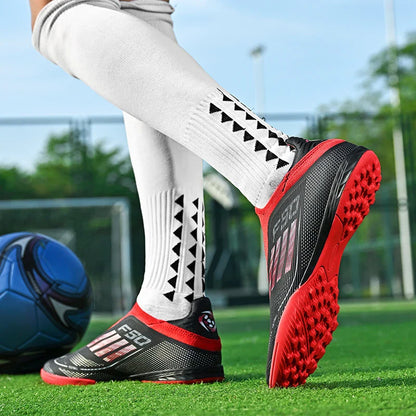 2555 High Quality Mens Soccer Shoes SLIP-ON Non-Slip Turf Soccer Cleats Boys TF/FG Training Football Boots Chuteira Campo F50
