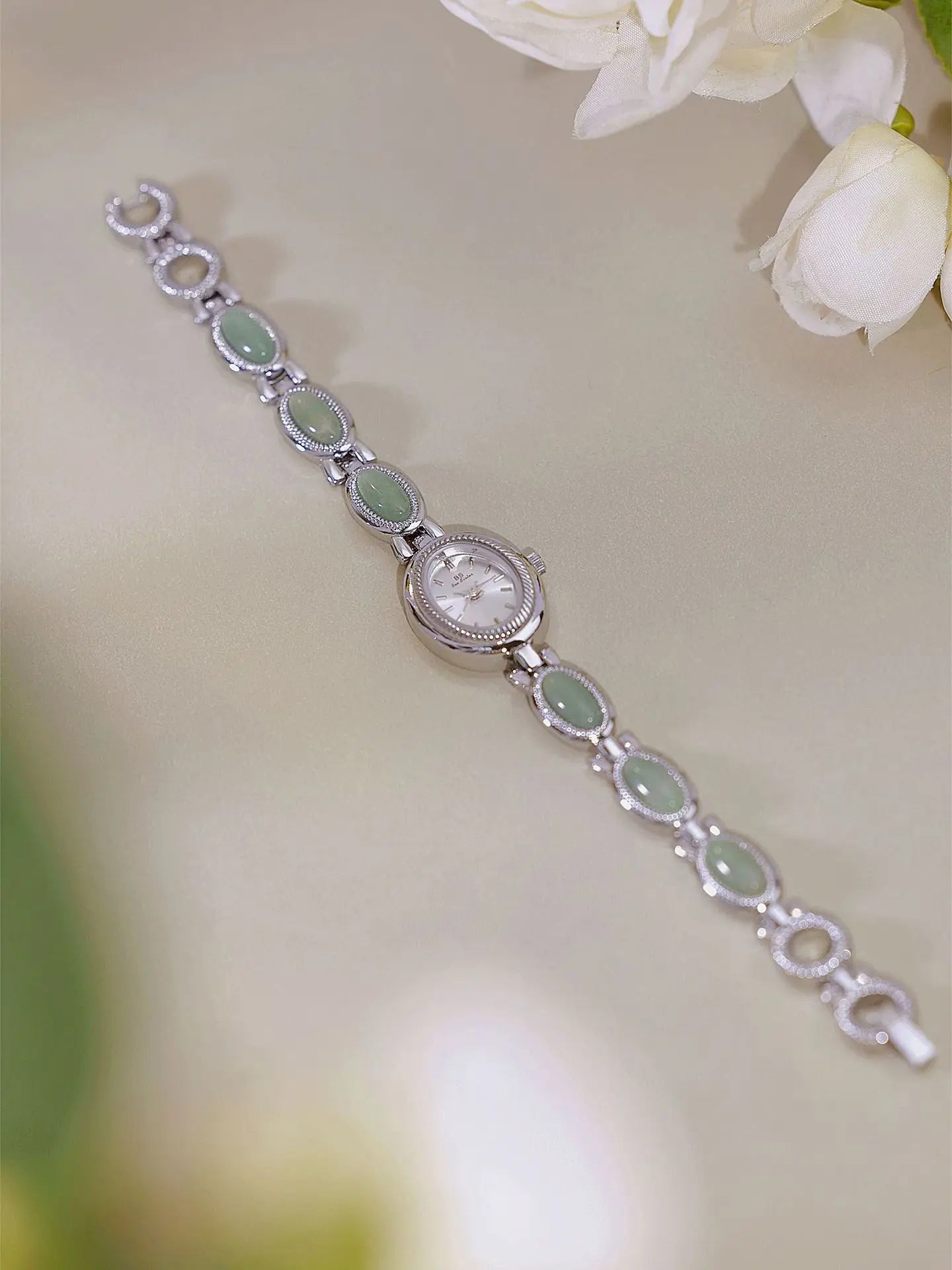Women's Watch Ladies Bracelet Luxury Brand Waterproof Retro Natural Dongling Stone Hotan Jade Advanced Chain Watches Gift