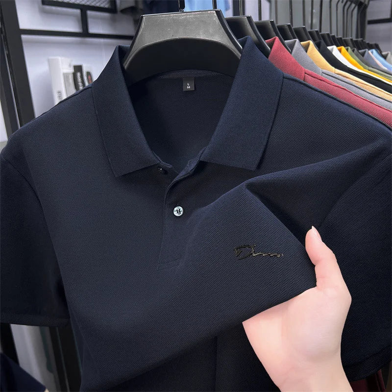 cotton100% hot sale men's new short sleeve polo shirt summer lapel letter printing ventilate t-shirt business classic mans wear