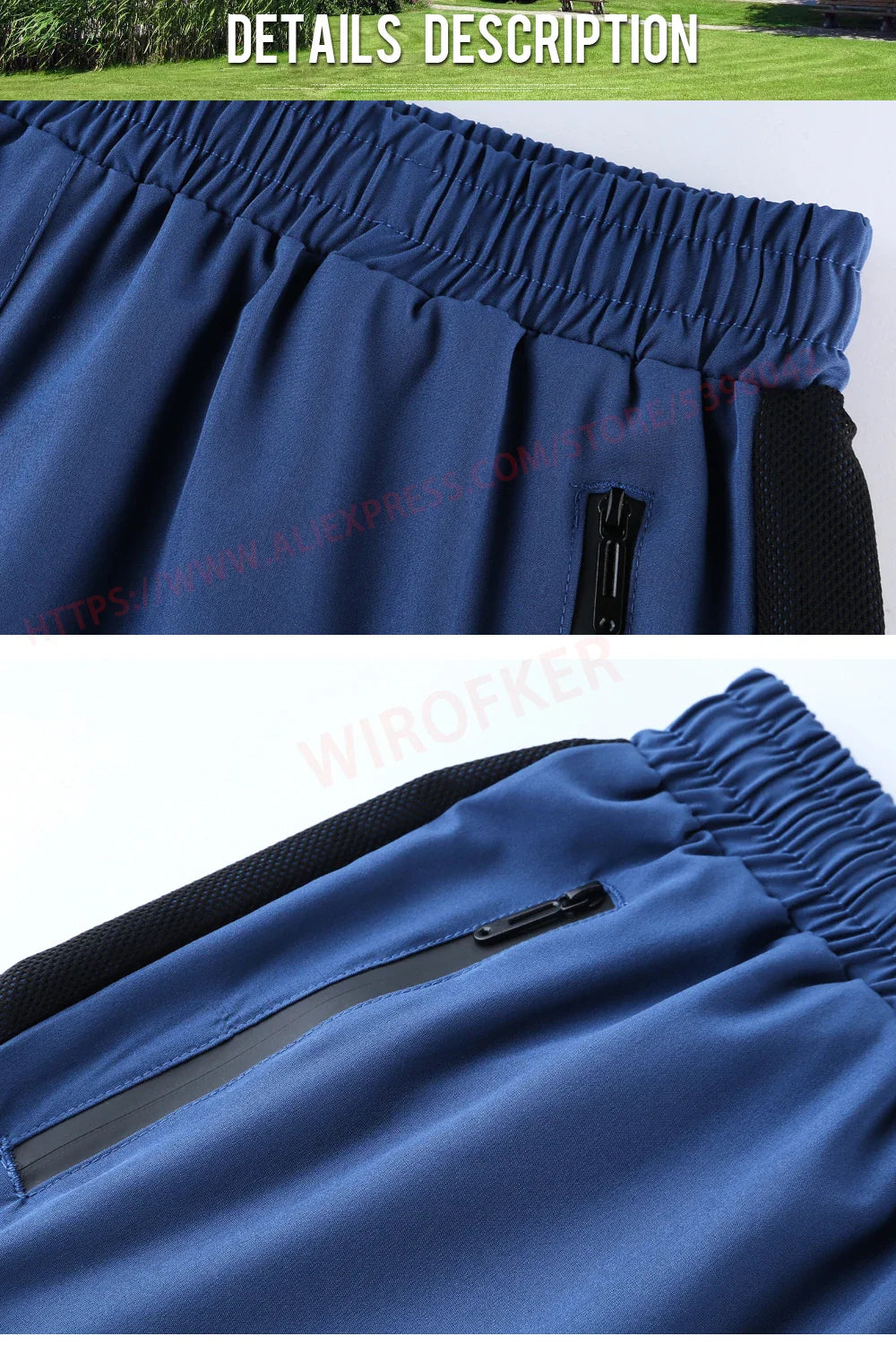 Men Run Shorts Patchwork Training Shorts Zipper Pockets Gym Sports Quick Dry Short