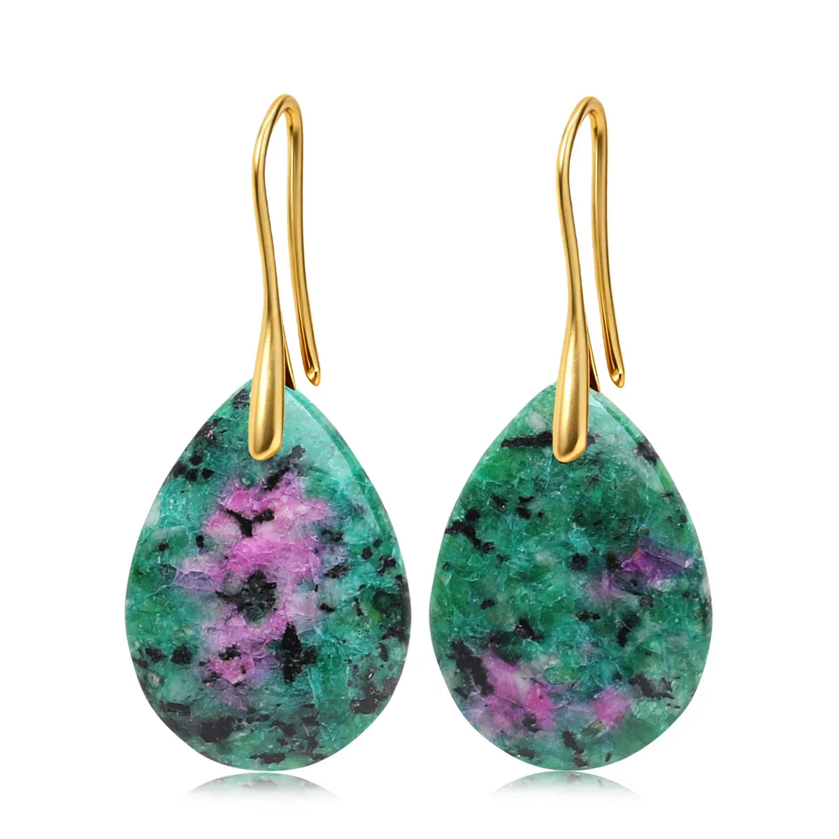 Natural Stone Pendant Women's Teardrop Earrings Elegant Gem Jewelry Creative Gift Black Obsidian Amethyst Rose Quartz Earrings