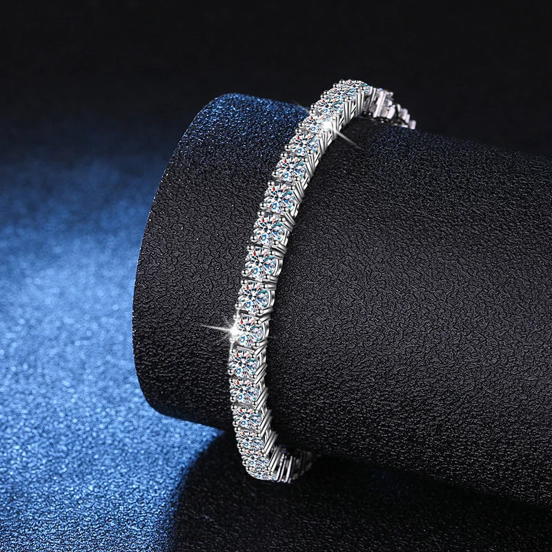 3mm Moissanite Tennis Bracelet Full Diamond GRA 925 Silver Plated 18k Wedding Party Jewelry Bracelets for Women Man