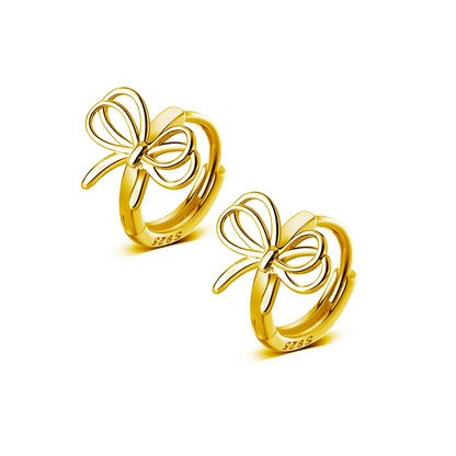 925 Sterling Silver Hollow Romantic Bow Huggies Ear Hoops Earrings for Women Fashion Elegant Charm Party Jewelry Gifts