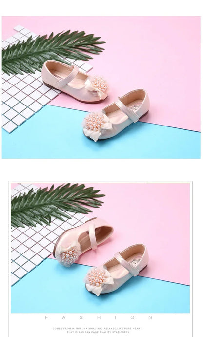 Girls Leather Shoes for Party Wedding Children Rhinestone Shoes Kids Princess Sweet Shoes 2025 Spring Autumn Brand Classic 26-38
