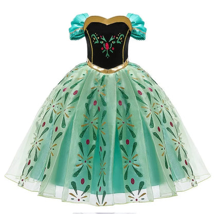 Vestido da Anna e Elsa para Meninas, Fantasia Cosplay Infantil de Halloween, Vestidos de Princesa para Crianças, Festa de Aniversário Elegante, Roupas de Carnaval 3-10 Anos