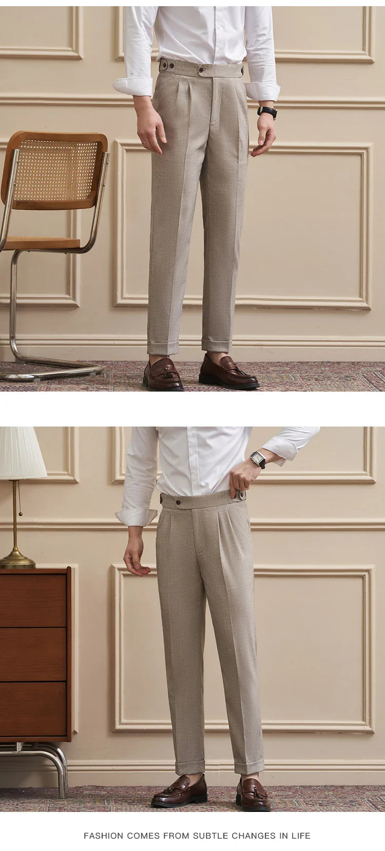 Neapolitan-Style Men‘s Cuffed Ankle Trousers | Slim Fit | Spring/Summer New Arrival
