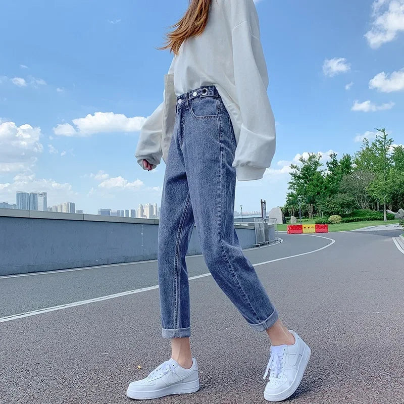 High-Waisted Slimming Vintage Straight-Leg Loose-Fit Jeans