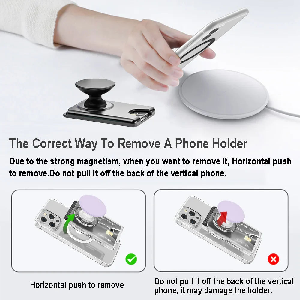 Universal Magnetic Wallet With Expanding Phone Grip,Phone Card Holder Solid SocketWallet For IPhone Samsung Wallets