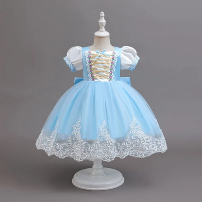 Fashion Girls Rapunzel Dress Up Dresses for Party and Wedding Mesh Lace Girls Dresses Summer Children Girls Party Dresses ASQ03