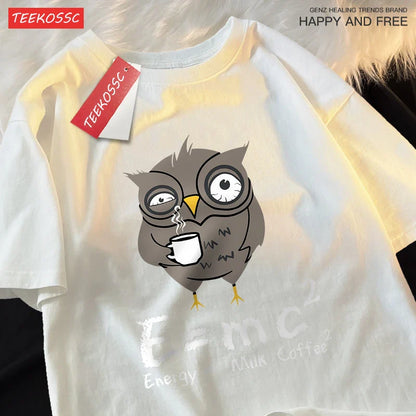 Energy Milk Coffee Fun Formula Printing Mens T-Shirts Cotton Streetwear Loose Oversize T Shirt Pattern Tee Clothes Couple
