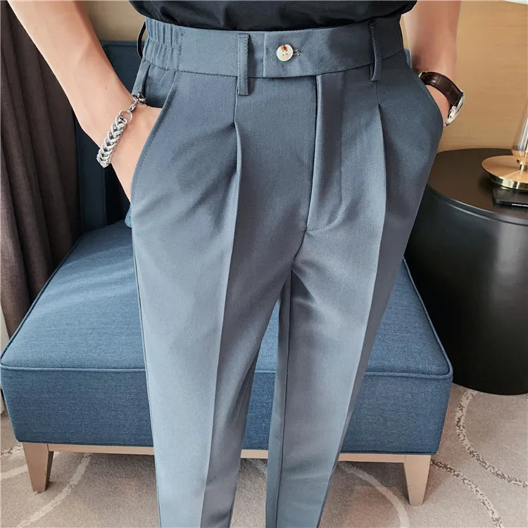 Men Slim British Style Suits Pants Business Casual Trousers Male Solid Fit Trousers High Quality Man Formal Wear Suit Pants 36