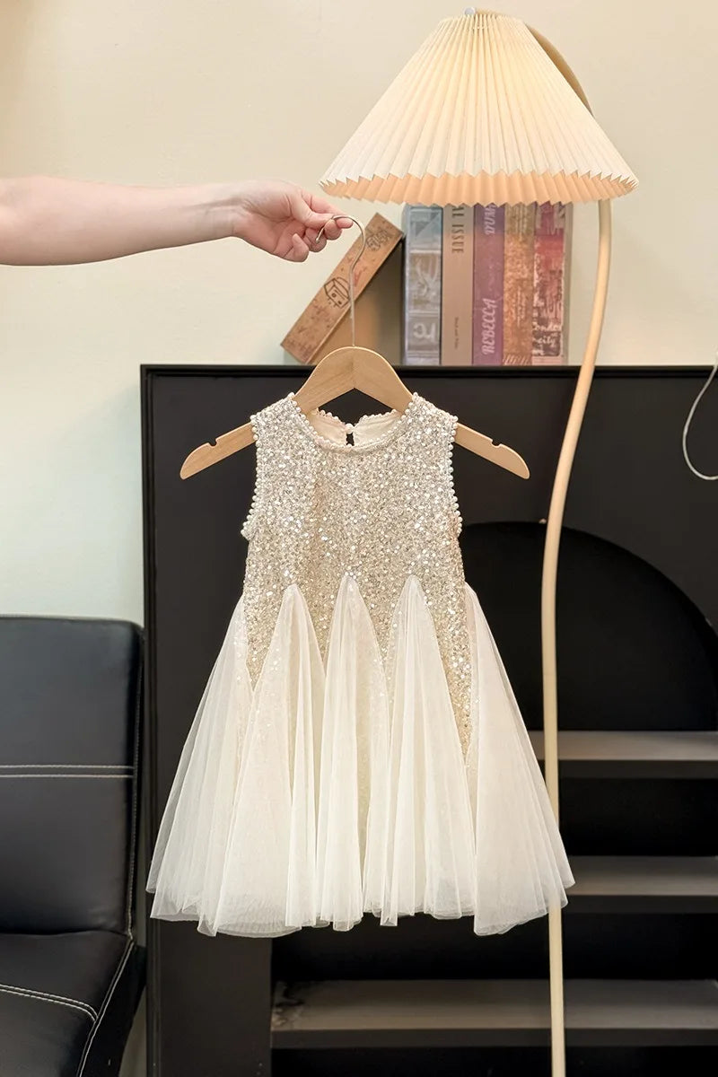 Children Girls Shiny Princess Dress Summer Kids Baby Girls Sling Dress UNITIM Little Girls Bow Gauze Dress Infant Girls Sundress