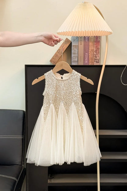 Children Girls Shiny Princess Dress Summer Kids Baby Girls Sling Dress UNITIM Little Girls Bow Gauze Dress Infant Girls Sundress
