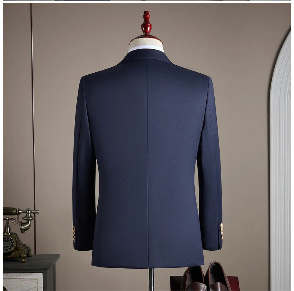 High-end men's wedding party casual suit set - a stylish and fashionable two-piece set for business and casual wear.