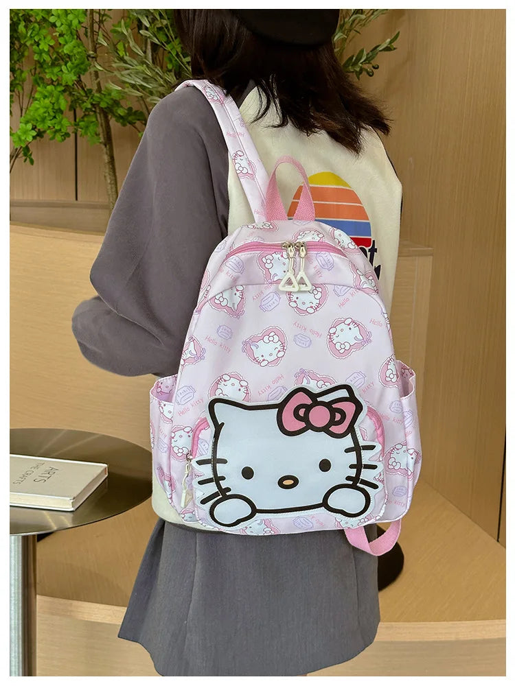Anime Cartoon Kuromi Melody Cinnamoroll Backpack Boys Girls Cartoon Hello Kitty Kawaii Canvas Fashion Children's Schoolbag