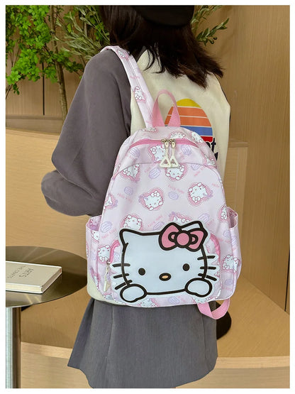 Anime Cartoon Kuromi Melody Cinnamoroll Backpack Boys Girls Cartoon Hello Kitty Kawaii Canvas Fashion Children's Schoolbag