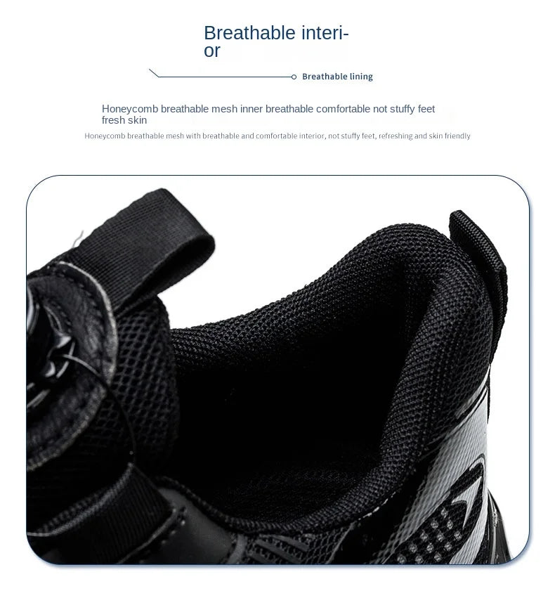 Men Rotating Button Work Sneakers Steel Toe Shoes Safety Boots Puncture-Proof Tactical Boots Indestructible Fashion Protective